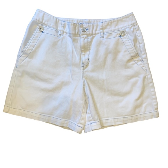 Ralph Lauren Jeans Co White Denim Shorts with Blue Trimming Size 10 - Picture 2 of 7